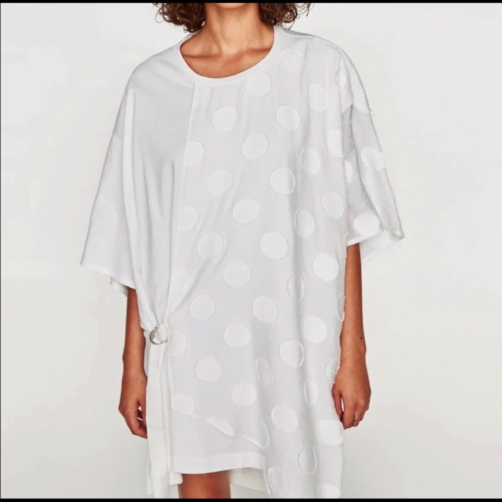 Zara white polka dot dress